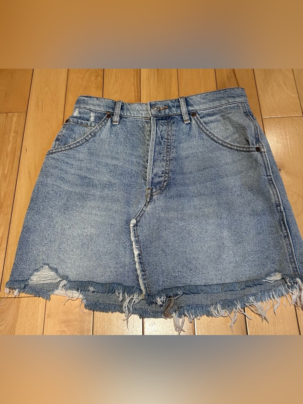 We The Free Denim Button Fly Mini Skirt